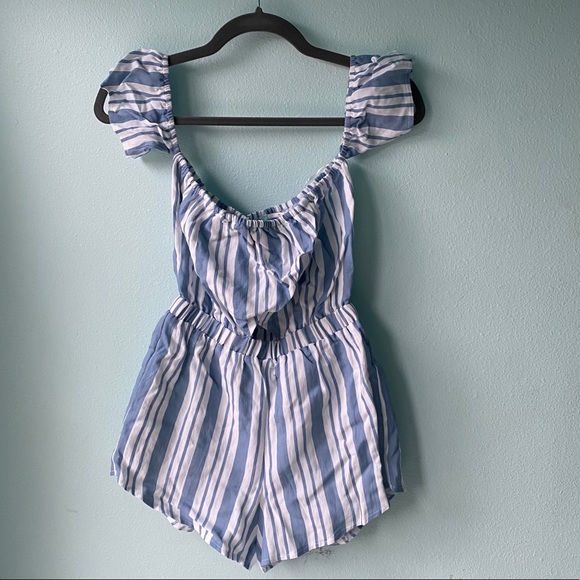 NWT Urban Outfitters Blue & White Romper Playsuit - Picture 1 of 9